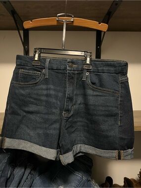 No Boundaries Dark Blue Rolled Cuff Denim Shorts